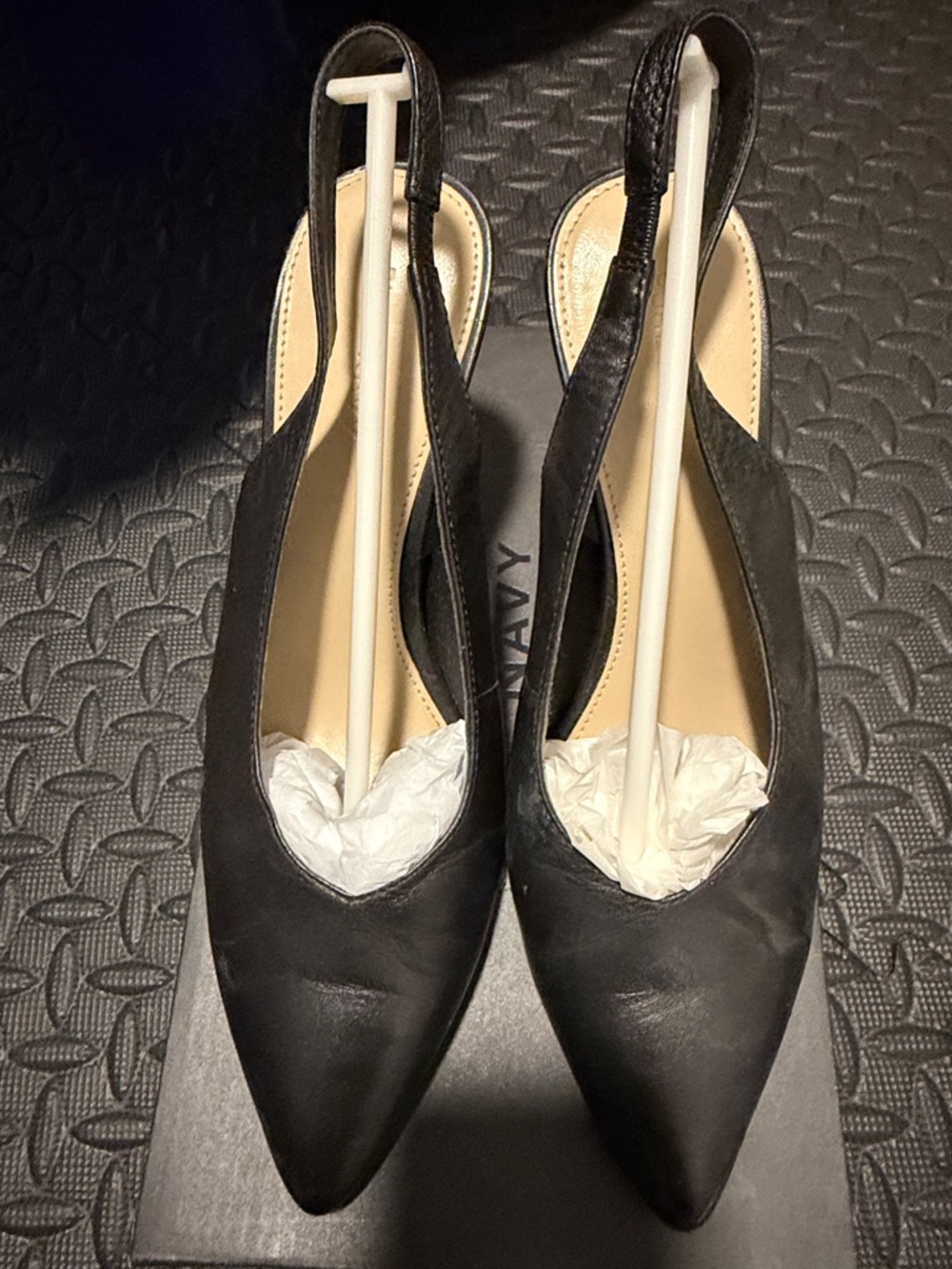 Black Pointed Toe Slingback Heels